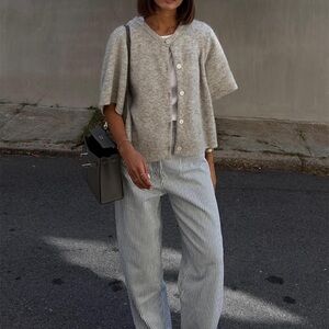 Knitted Button Up Cardigan Grey